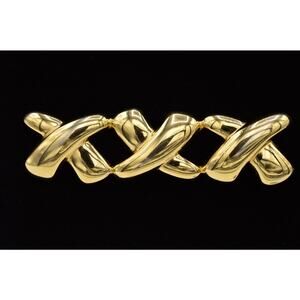 Anne Klein Vintage Pin Brooch XXX Bar Kiss Gold Shiny Mirrored Triple X 80s Bin1